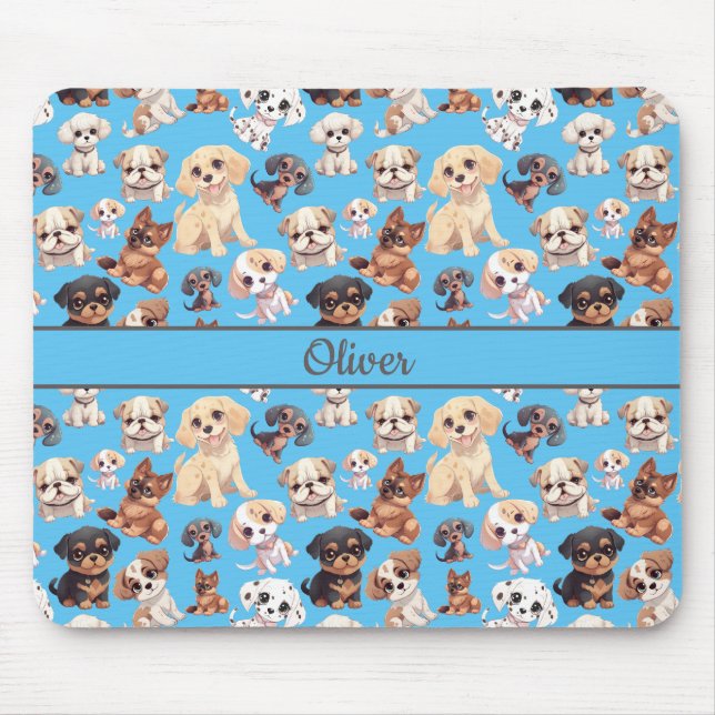 Cute Puppy Hund Blue Musmatta (Framsidan)