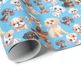 Cute Puppy Hund Blue Presentpapper