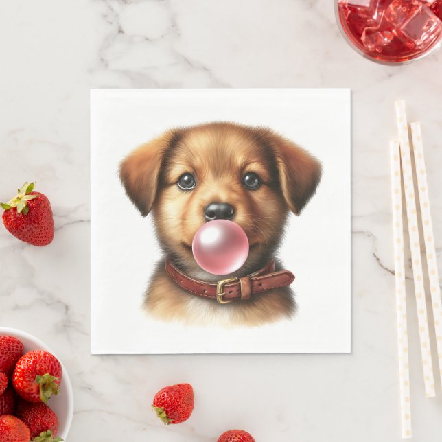 Cute Puppy Hund Bubble Gum Party Pappersservett (Insitu)