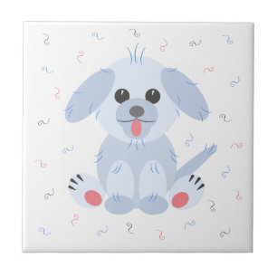 Cute Puppy Hund Enkel Rosa Pastel-Tecknad Kakelplatta