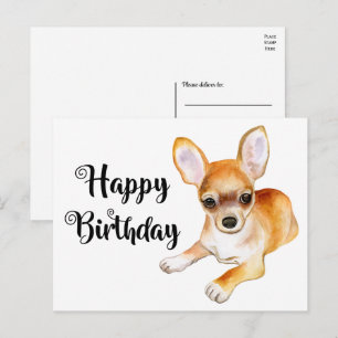 Cute Puppy Hund Funny Chihuahua Birthday Postcard Vykort