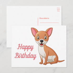 Cute Puppy Hund Funny Tecknad Chihuahua Birthday P Vykort