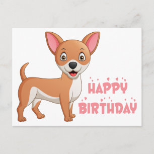 Cute Puppy Hund Funny Tecknad Chihuahua Birthday   Vykort