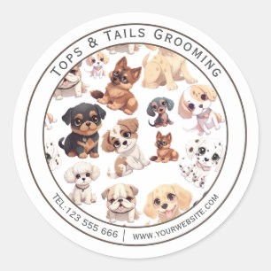 Cute Puppy Hund Grooming Business Runt Klistermärke