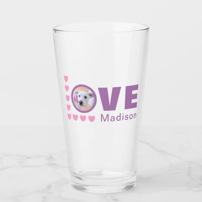 Cute Puppy Hund Hearts Valentines day Lavender Glaskopp (Framsida)