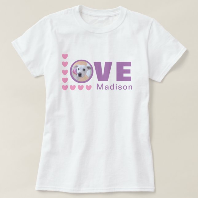 Cute Puppy Hund Hearts Valentines day Lavender T Shirt (Design framsida)