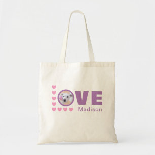 Cute Puppy Hund Hearts Valentines day Lavender Tygkasse