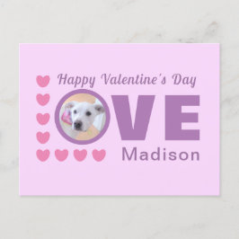Cute Puppy Hund Hearts Valentines day Lavender Vykort