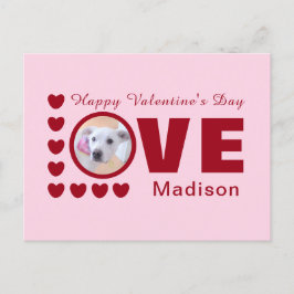 Cute Puppy Hund Hearts Valentines day Red Post Vykort