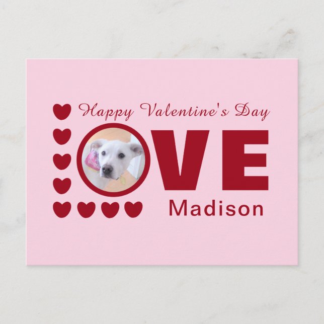 Cute Puppy Hund Hearts Valentines day Red Post Vykort (Framsida)