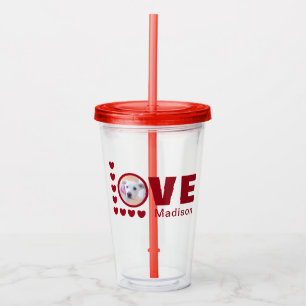 Cute Puppy Hund Hearts Valentines day Red Take Away Mugg