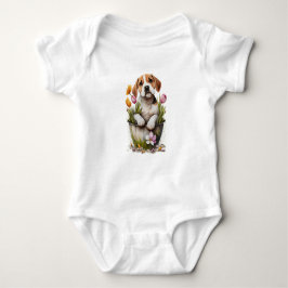 Cute Puppy-Hund i blomkruka T Shirt