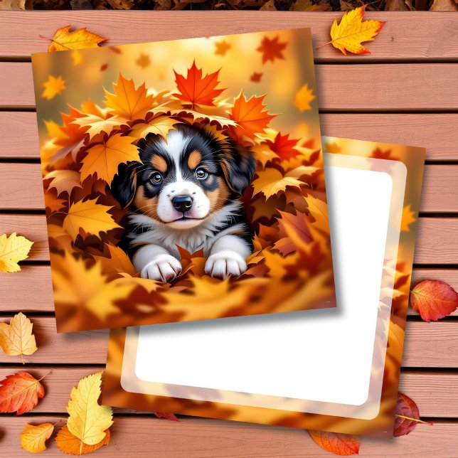 Cute Puppy Hund i Höst löv Kort (Skapare uppladdad)