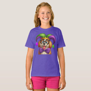 Cute puppy hund Mardi Gras in jester hat T Shirt