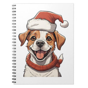 Cute Puppy Hund med julklapp - klassiskt T-Shi Anteckningsbok