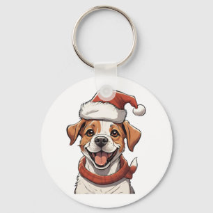 Cute Puppy Hund med julklapp - klassiskt T-Shi Nyckelring