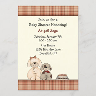 Cute Puppy Hund och Mamma Boy's Baby Shower Inbjudningar