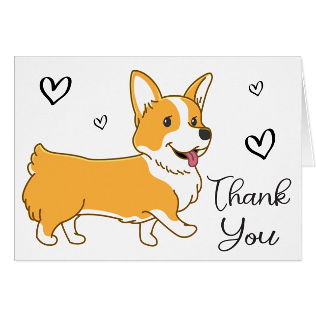 Cute Puppy Hund Pembroke Welsh Corgi Tack OBS Kort (Framsidan Horizontal)