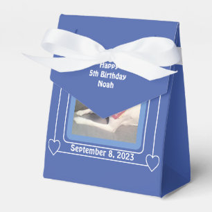 Cute Puppy Hund Photo Birthday Number 5 Blue Presentaskar