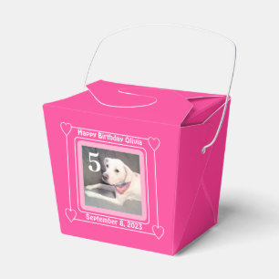 Cute Puppy Hund Photo Birthday Number 5 Rosa Presentaskar