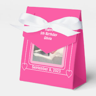 Cute Puppy Hund Photo Birthday Number 5 Rosa Presentaskar