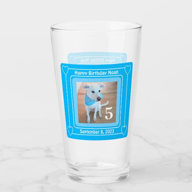 Cute Puppy Hund Photo Grattis på födelsedagen numm Glaskopp (Framsida)