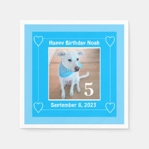 Cute Puppy Hund Photo Grattis på födelsedagen numm Pappersservett