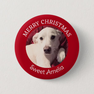 Cute Puppy Hund Red God jul Red Knapp