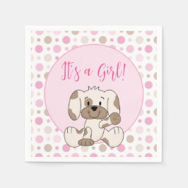 Cute Puppy Hund Rosa Polka Dot Baby Shower Pappersservett