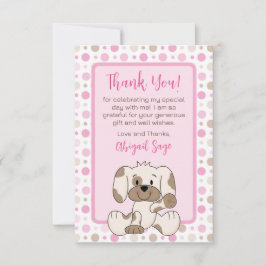 Cute Puppy Hund Rosa Polka Dot Baby Shower Tack Kort