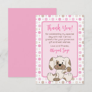 Cute Puppy Hund Rosa Polka Dot Baby Shower Tack Kort
