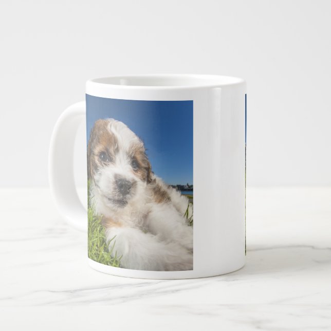 Cute puppy hund (Shitzu) Jumbo Mugg (Framsida vänster)