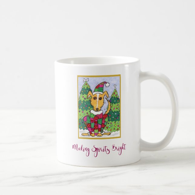 Cute Puppy Hund Skapar Spirits Bright-Helgdag Kaffemugg (Höger)