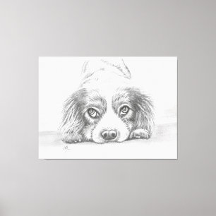 Cute Puppy Hund Sketch Canvastryck