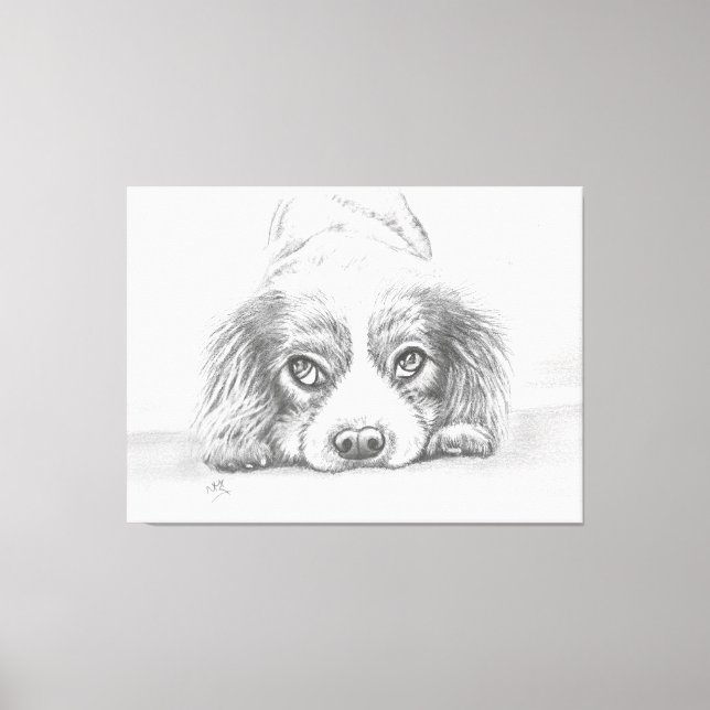 Cute Puppy Hund Sketch Canvastryck (Framsida)