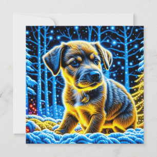 Cute Puppy Hund spelar i Snö-jul