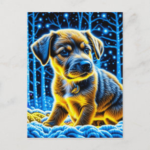 Cute Puppy Hund spelar i Snö-jul Vykort
