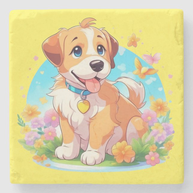 Cute Puppy Hund Stenunderlägg (Framsidan)