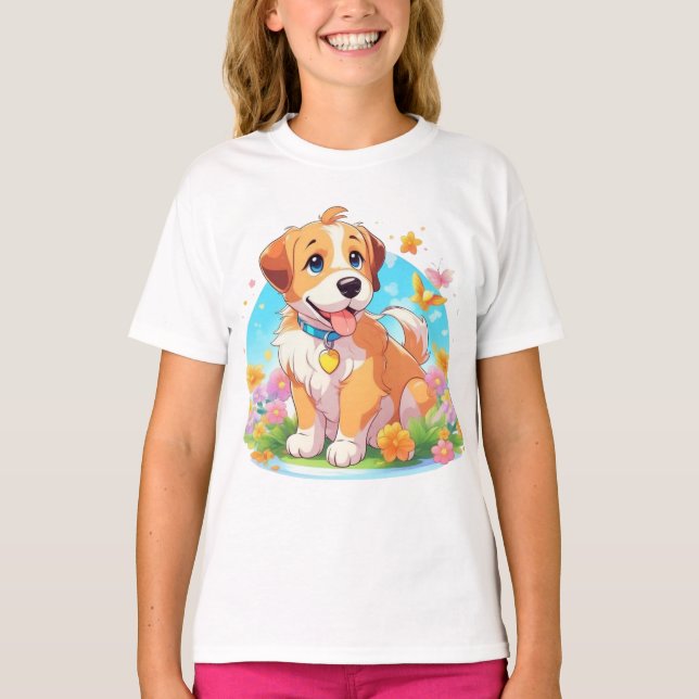 Cute Puppy Hund T Shirt (Framsida)