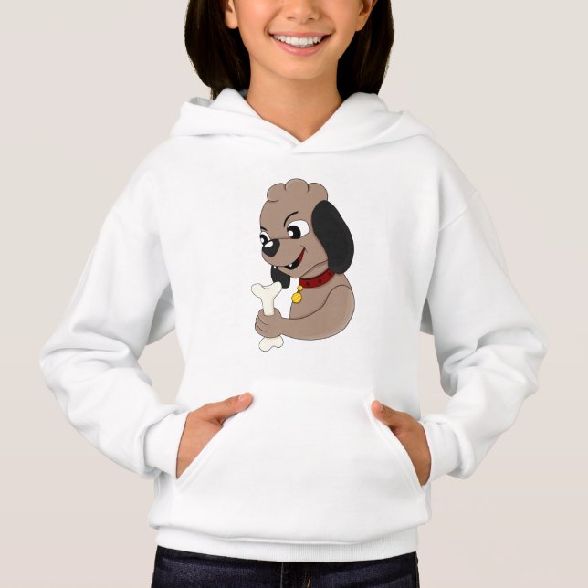 Cute puppy hund tecknad hoodie t shirt (Framsida)