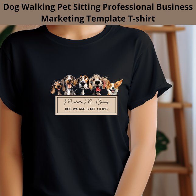 Cute Puppy Hund Walking Sitta Business Marknadsför T Shirt (Skapare uppladdad)
