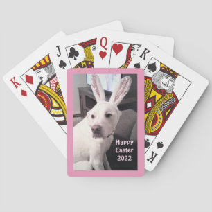 Cute Puppy Hund Wear Påskhare Öron Rosa Casinokort