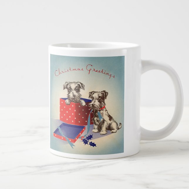 Cute Puppy Hundar, årshelgen Hälsning Jumbo Mugg (Höger)