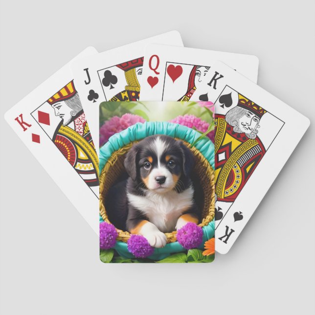 Cute Puppy i Basket Casinokort (Baksidan)