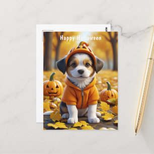 Cute Puppy i Pumpkin Halloween-Hundälskare Vykort