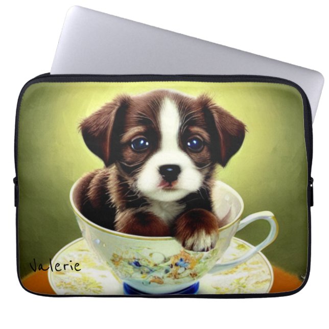 Cute Puppy i Tekopp Laptop Fodral (Framsidan)