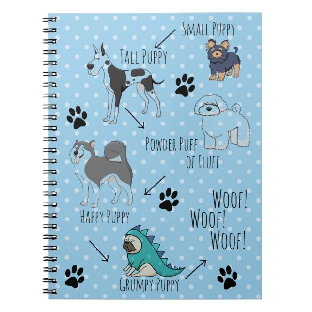 Cute Puppy Illustrated Dikt Dotty Anteckningsbok (Framsidan)