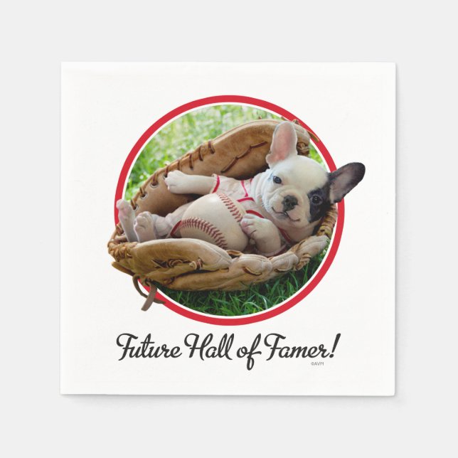 Cute Puppy in a Baseball Mitt Pappersservett (Framsidan)