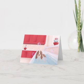 Cute Puppy in Bath Helgkort