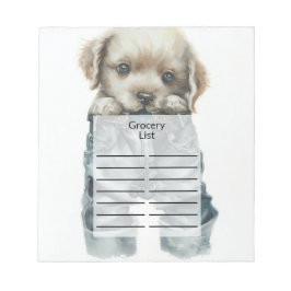 Cute Puppy in Jeans Art Anteckningsblock
